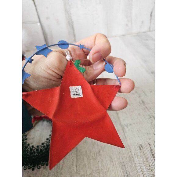 Metal wreath Santa star snowflake Bell ornament Xmas set green - Picture 7 of 9